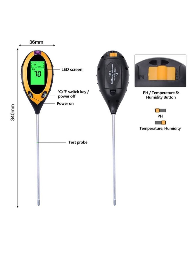 NIBEMINENT Soil Test Instrument Light Hygrometer Ph Meter Four-In-One Detector  - Image 4