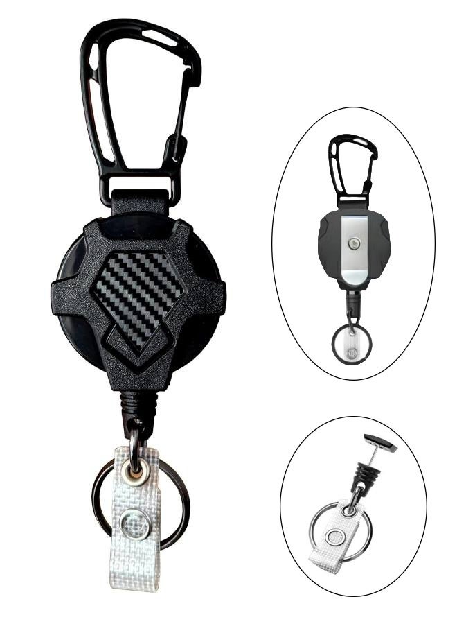 سلسلة مفاتيح مع حامل بطاقة هوية | مشبك قابل للسحب، حبل طويل متين، حامل بطاقات عمودي، حلقة مفاتيح آمنة للعمل والمكتب والسفر والمؤتمرات - Image 1