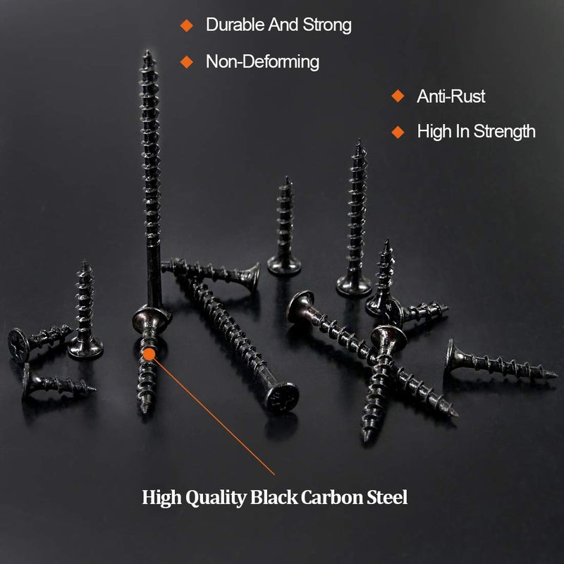 Rustark 160-Pcs #7 Coarse Thread Drywall Screw with Phillips Drive Black Oxide Finsh Bugle Head Wood Screws Assortment Kit Ideal for Drywall Sheetrock - Image 3