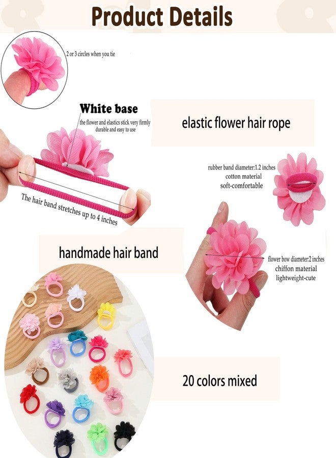 NUOSYI 20PCS Flower Bows Rubber Bands for Cat Dogs Puppy Birds Ducks Horse Chicken Pets Hair Ties Outdoor Party Girls Women Birthday Grooming Hair Accessories(Mixed, One Size) - Image 2