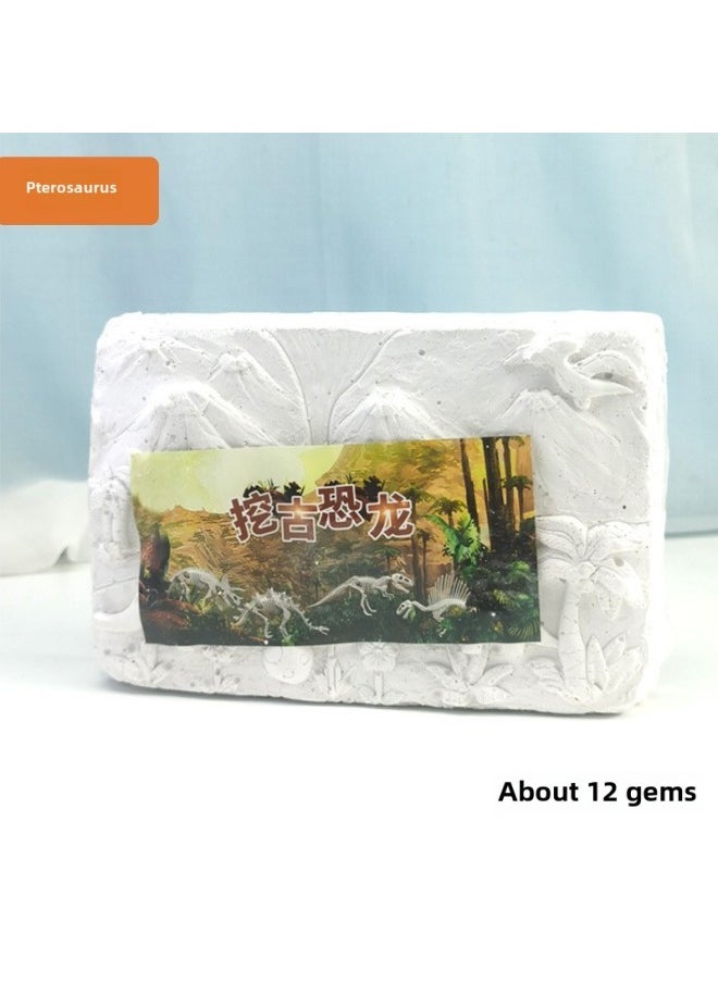 Generic - Archaeological Excavation Toy Children Digging Treasure Dinosaur Fossils Colorful Gem Luminous Gem Shell Earth Block Archaeological Wholesale-Color:Archaeological Luminous Gems (Earth Only) - Image 1
