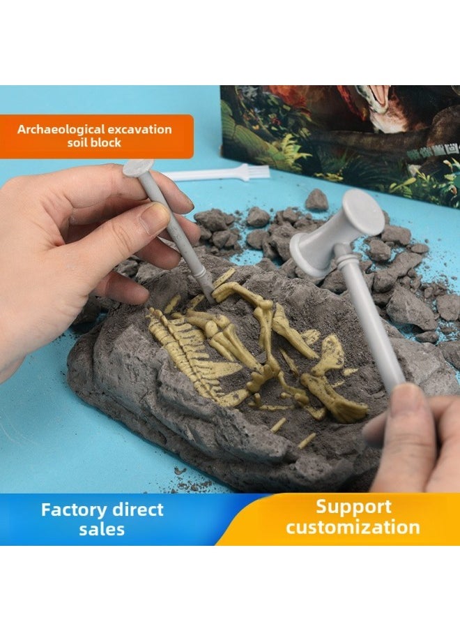 Generic - Archaeological Excavation Toy Children Digging Treasure Dinosaur Fossils Colorful Gem Luminous Gem Shell Earth Block Archaeological Wholesale-Color:Archaeological Luminous Gems (Earth Only) - Image 1