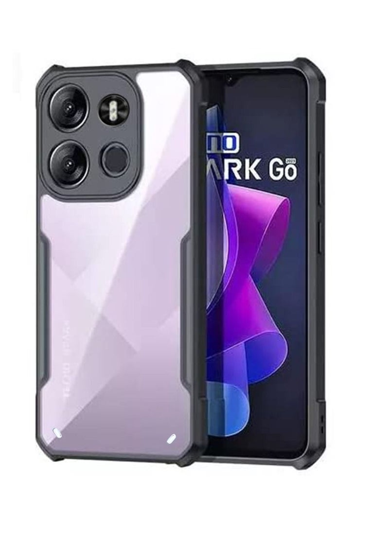 Generic TECNO Spark Go 2023 4G Black Mobile Phone Case Cover, Ultra-Thin Lightweight Cover Soft TPU Bumper + Acrylic Clear Back Case Cover  - Image 1