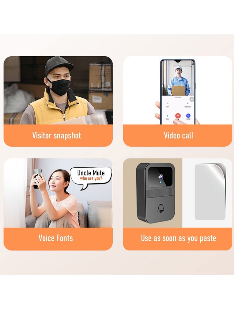 Excefore Doorbell Wireless Camera Outdoor Smart Wireless Remote Video Doorbell Intelligent Visual Doorbell Home Intercom HD Night Vision WiFi Rechargeable Security Door Doorbell  - Image 3