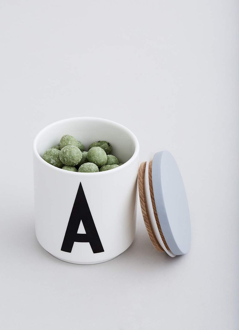 Design Letters Wooden Lid for Porcelain Cup (Black) - Image 2