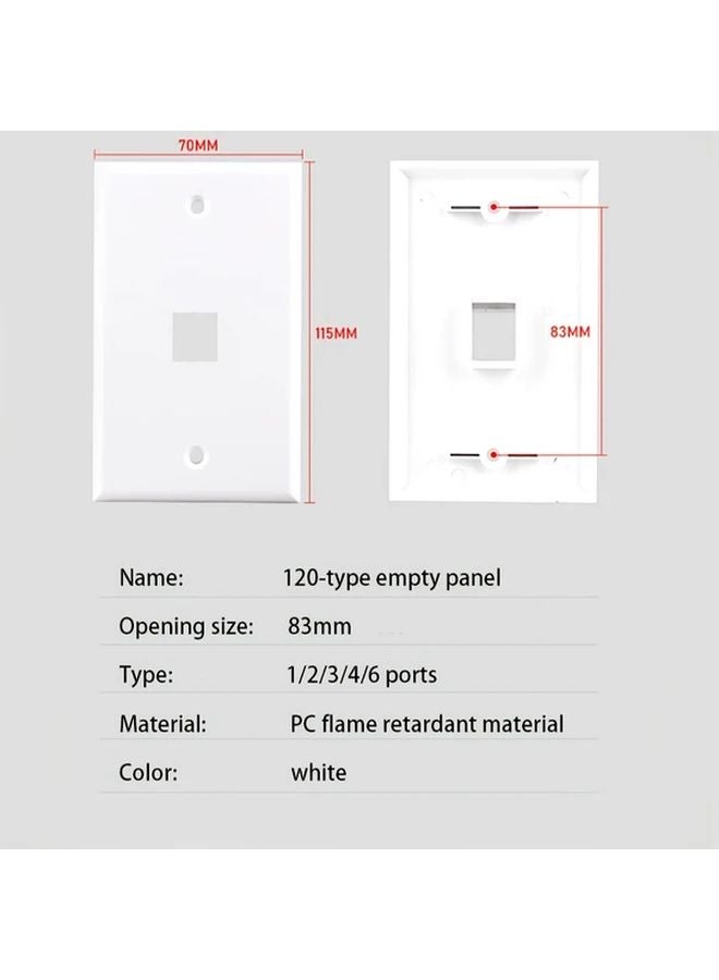 White Keystone Single Gang Wall Plate 10pcs Flame Retardant PC 1 Port RJ45 - Image 3