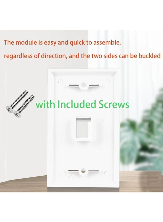 White Keystone Single Gang Wall Plate 10pcs Flame Retardant PC 1 Port RJ45 - Image 5