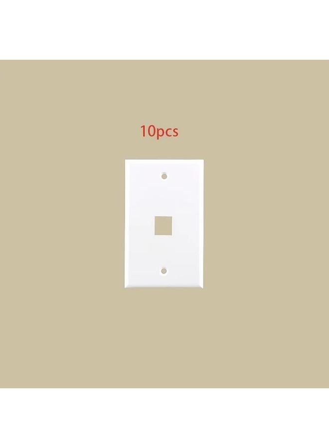 White Keystone Single Gang Wall Plate 10pcs Flame Retardant PC 1 Port RJ45 - Image 1