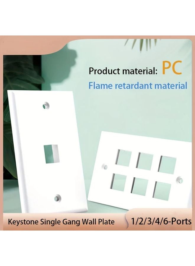 White Keystone Single Gang Wall Plate 10pcs Flame Retardant PC 1 Port RJ45 - Image 2