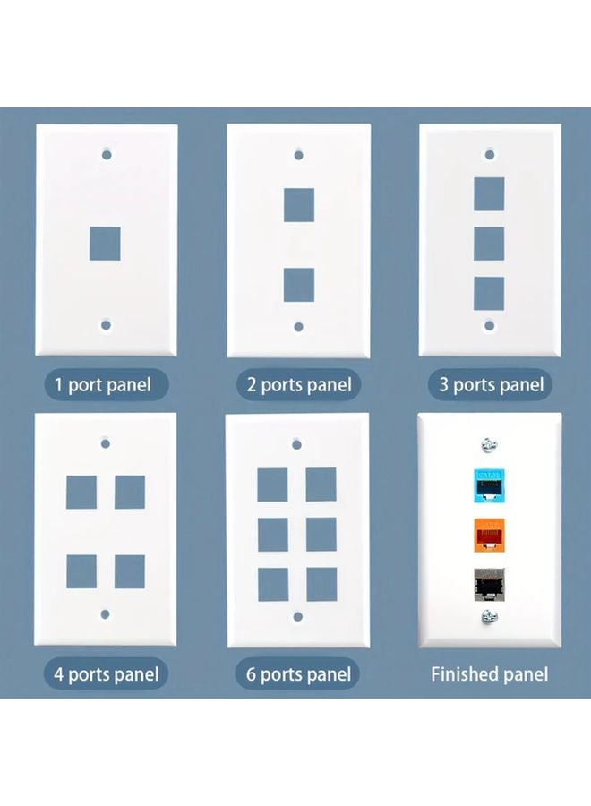 White Keystone Single Gang Wall Plate 10pcs Flame Retardant PC 1 Port RJ45 - Image 4