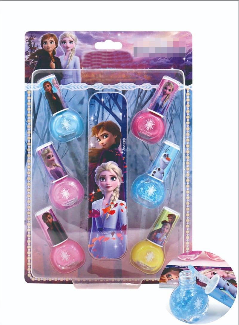 6-Pack Kids Eco-Friendly Nail Polish Set Design Art Salon Frozen Cartoon Character Series Nail Polish Set - Image 1