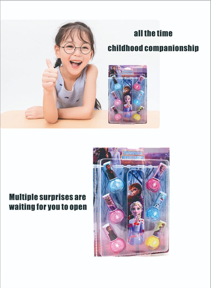 6-Pack Kids Eco-Friendly Nail Polish Set Design Art Salon Frozen Cartoon Character Series Nail Polish Set - Image 4