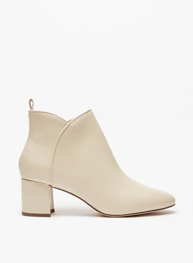 سيليست Women's Solid Ankle Boots with Block Heel and Zip Closure