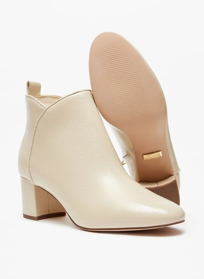 سيليست Women's Solid Ankle Boots with Block Heel and Zip Closure