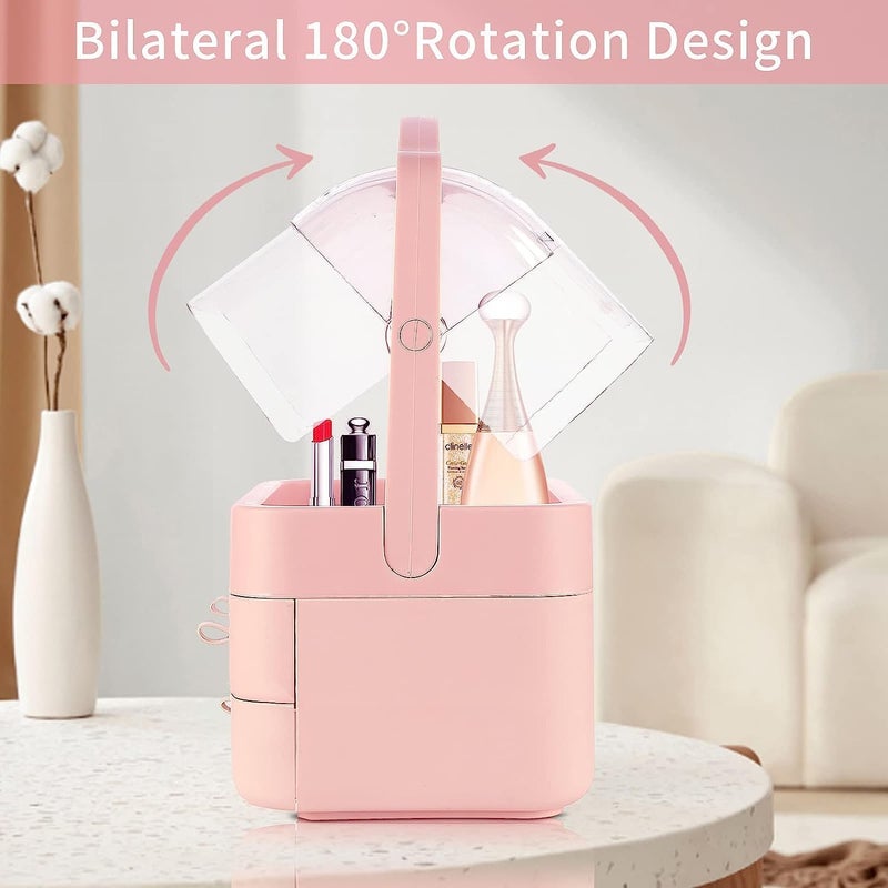 Achyut Cosmetic Organizer Box Drawers Storage Plastic Stationary Box | Make Up Organiser For Women (Pink) - Image 5