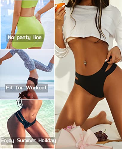 Knowyou Seamless Underwear for Women Sexy Bikini Panties No Show High Cut Hipster Stretch Straps Cheeky Panty for Ladies 6 Pack-A-M - Image 3