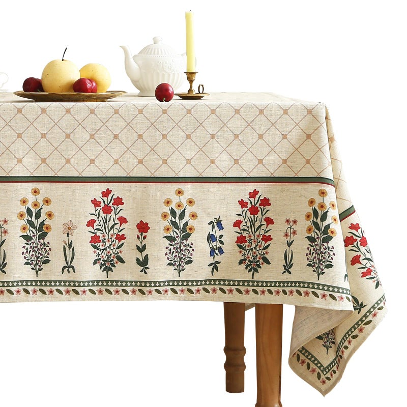 ISAENNE Designer Vintage Linen Floral Small Rectangular TableclothFall Colorful Modern Table ClothAntiWrinkle Decor Tablecloths for Dining Thanksgiving Kitchen Christmas5571Bertina E