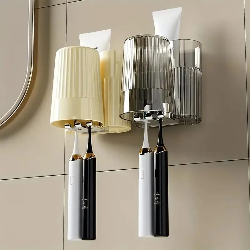 Apexx Luxury Wall-Mounted Toothbrush Holder - No-Drill, Space-Saving Bathroom Organizer for Toothpaste, Sleek Design, Multi-Color Options - Image 3