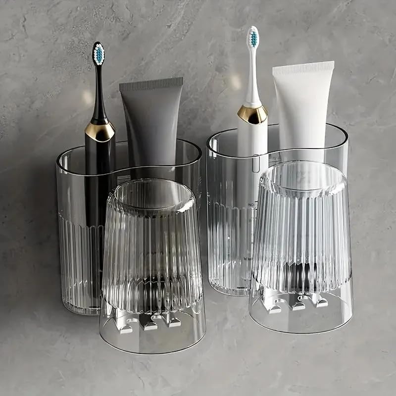 Apexx Luxury Wall-Mounted Toothbrush Holder - No-Drill, Space-Saving Bathroom Organizer for Toothpaste, Sleek Design, Multi-Color Options - Image 4