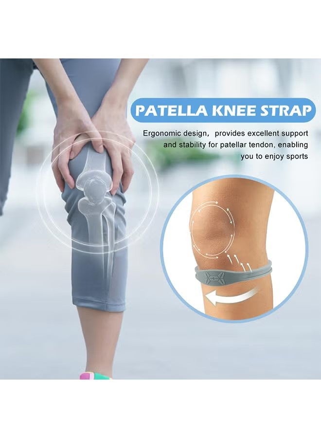 واي جيه 2 عبوة حزام دعم وتر الركبة ، حزام الركبة لتخفيف آلام الركبة ، تخفيف آلام الوتر الرضفي ، للرياضة ، لاعبي القفز ، كرة السلة ، الجري - Image 2