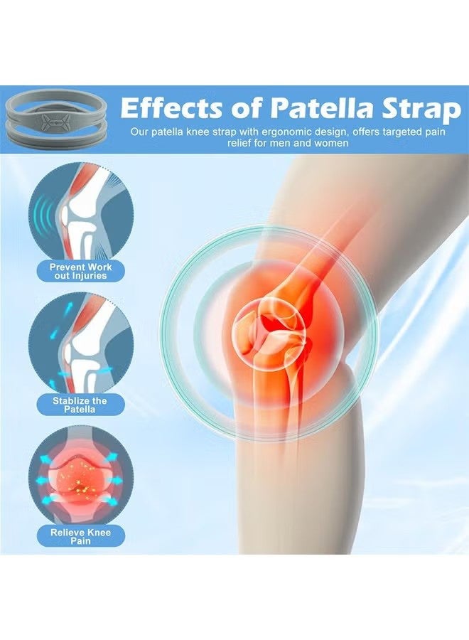 واي جيه 2 عبوة حزام دعم وتر الركبة ، حزام الركبة لتخفيف آلام الركبة ، تخفيف آلام الوتر الرضفي ، للرياضة ، لاعبي القفز ، كرة السلة ، الجري - Image 3