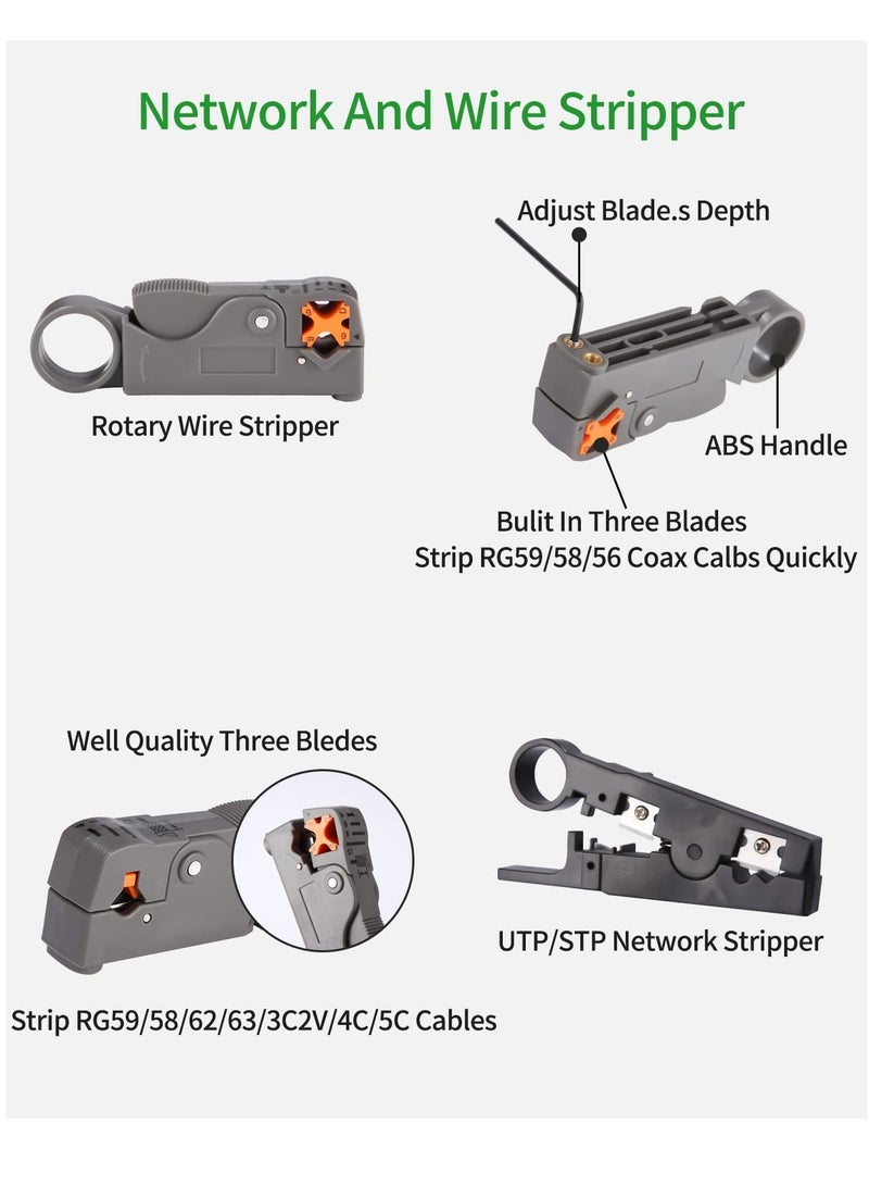 12-in-1 Network Tool Set, Network Tool, with Crimping Tool, Suitable for RJ45, RJ11, RJ12 Cable, Can be Used for Computer Maintenance, LAN Cable Tester, Hole Cable Tester - Image 4