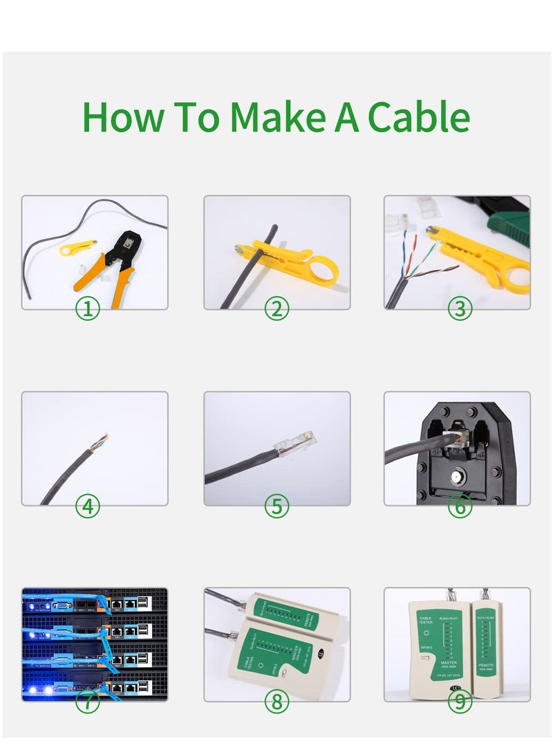 12-in-1 Network Tool Set, Network Tool, with Crimping Tool, Suitable for RJ45, RJ11, RJ12 Cable, Can be Used for Computer Maintenance, LAN Cable Tester, Hole Cable Tester - Image 2