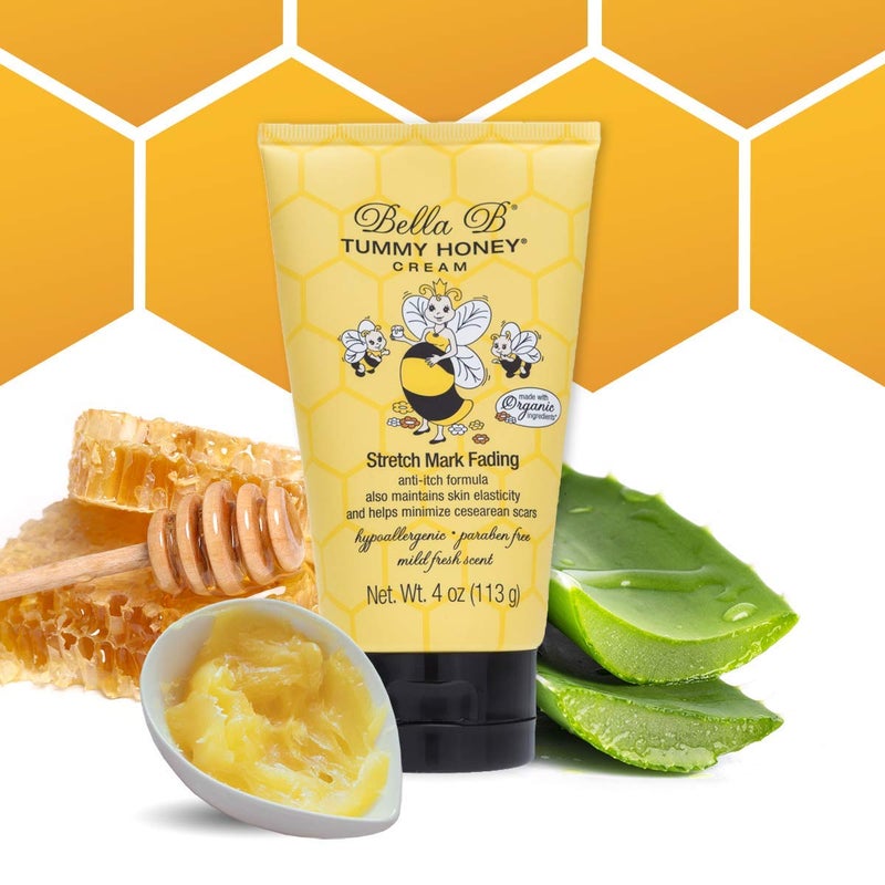 BELLA B NATURALS Tummy Honey Cream 4oz - Bella B Tummy Cream For Fading Stretch Marks - Pregnancy Cream To Prevent Stretch Marks - Stretch Marks Cream For Pregnancy - Pregnancy Stretch Mark Prevention - Image 1