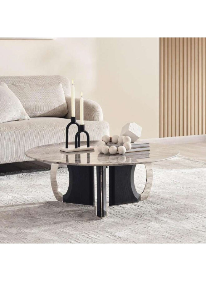 Pan Home Walton Coffee Table Marble - Silver Black - Image 1