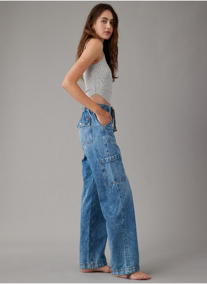 American Eagle - AE Dreamy Drape Stretch High-Waisted Baggy Cargo Jogger Jean - Image 1