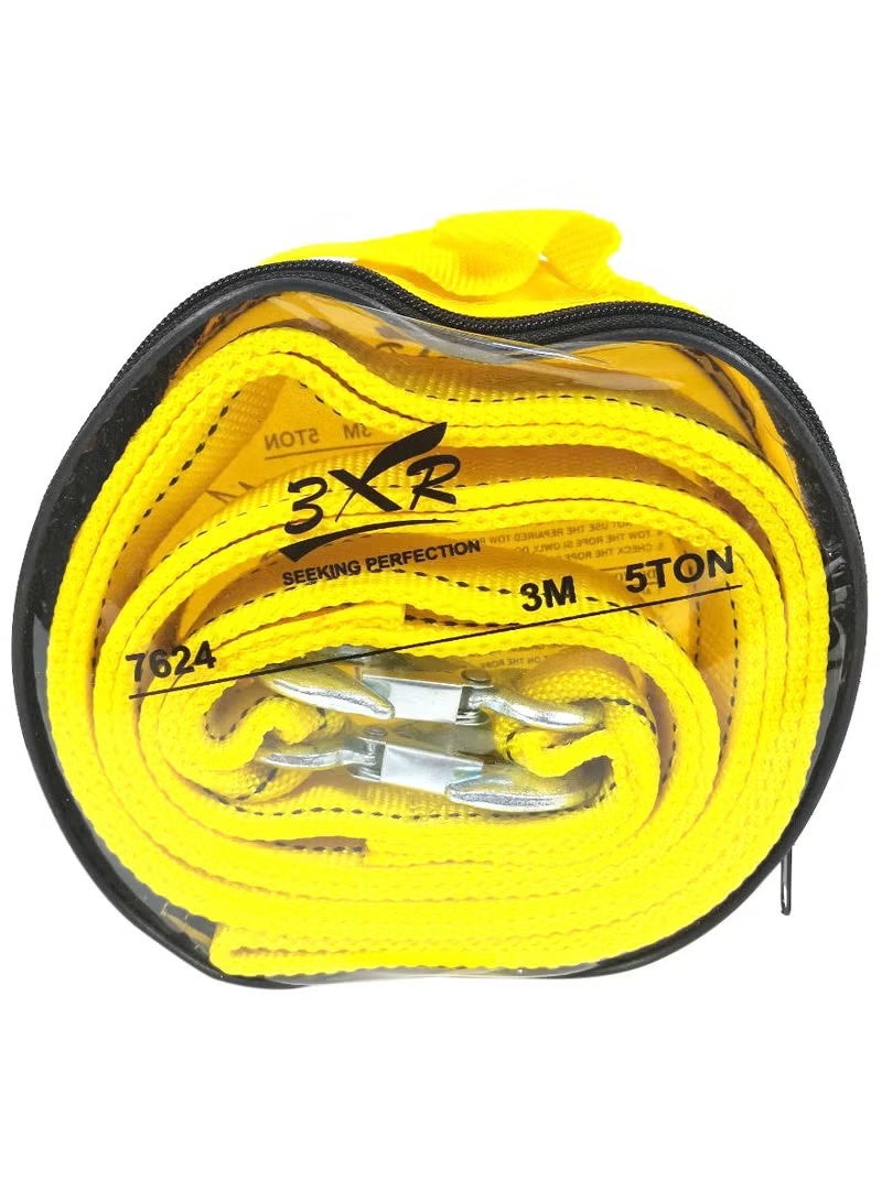 3XR Heavy-Duty Tow Rope 3 Meter, 5 Ton Capacity, Premium Nylon Material with Durable Metal Hooks for Vehicle Recovery 7624 - Image 5