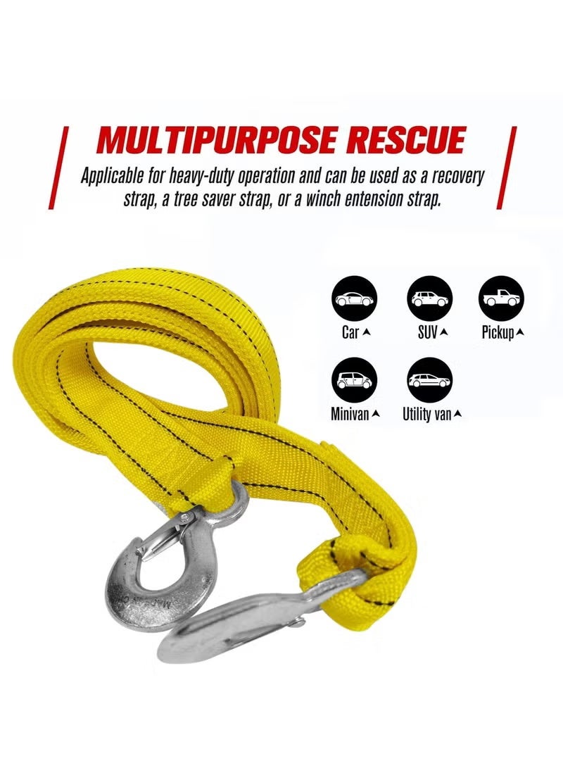 3XR Heavy-Duty Tow Rope 3 Meter, 5 Ton Capacity, Premium Nylon Material with Durable Metal Hooks for Vehicle Recovery 7624 - Image 4