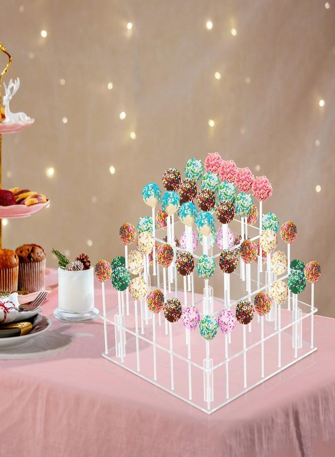 LoveDisplay Cake Pop Stand, 3 Tier Square Lollipop Holder with 300 Pcs Accessories, Clear Acrylic Cakepop Display Stand 56 Holes for Birthday, Wedding, Party, Halloween, Christmas Candy Decorative - Image 4