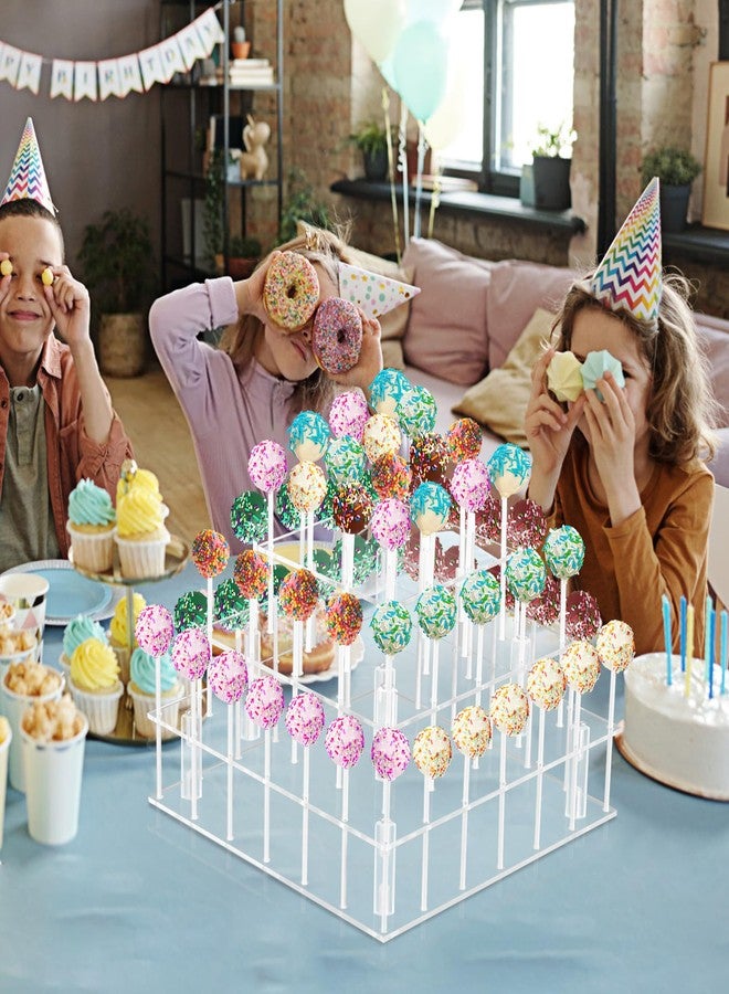 LoveDisplay Cake Pop Stand, 3 Tier Square Lollipop Holder with 300 Pcs Accessories, Clear Acrylic Cakepop Display Stand 56 Holes for Birthday, Wedding, Party, Halloween, Christmas Candy Decorative - Image 2