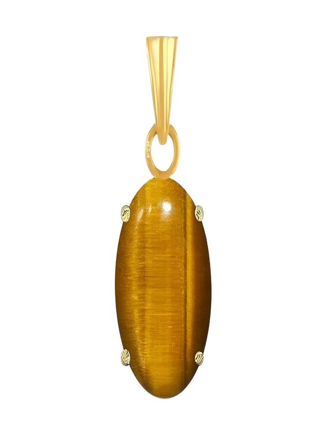 Ptm Tiger Eye 10.25 Ratti or 9.5 Carat Natural Certified Astrological Gemstone Panchdhatu/5 Metals 22k Gold Plated pendant for Men & Women -nvdhp21025 - Image 1