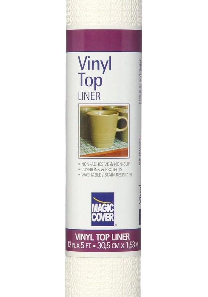 Magic Cover Vinyl Top Contact Liner for Drawer, Shelf and Arts and Craft Projects - White - 12''x5'