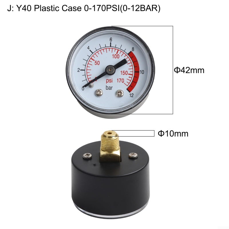 Y40 Y50 0 180 PSI مقياس ضغط هواء ضاغط الهواء بلاستيك أو نحاس خيط G1 8 حجم صناعي J - Image 5