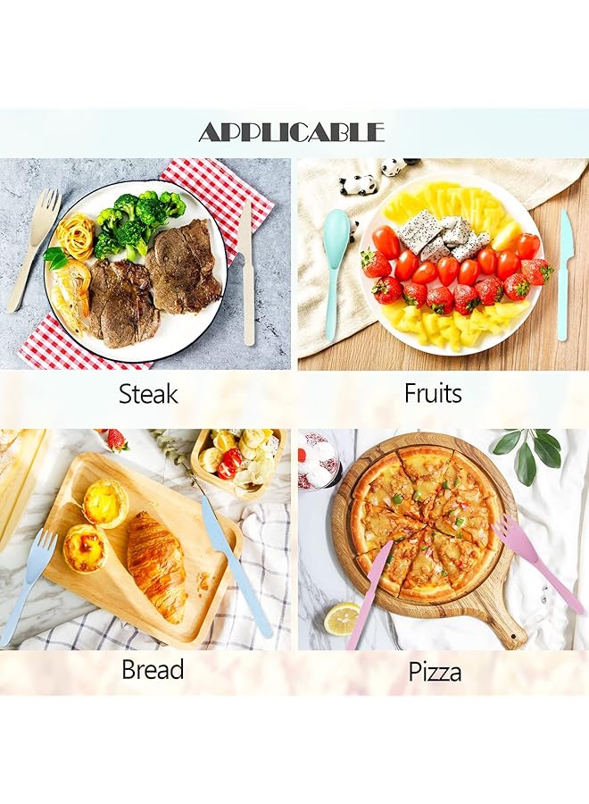 KASTWAVE Cutlery With Case Travel Utensil Set, 4 Sets Wheat Straw Reusable Portable Spoon Knife Forks Tableware, Eco Friendly Non Toxin Bpa Free Portable Cutlery For Travel Picnic Camping Or Daily Use - Image 5