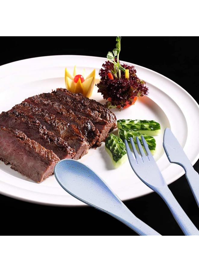 KASTWAVE Cutlery With Case Travel Utensil Set, 4 Sets Wheat Straw Reusable Portable Spoon Knife Forks Tableware, Eco Friendly Non Toxin Bpa Free Portable Cutlery For Travel Picnic Camping Or Daily Use - Image 4