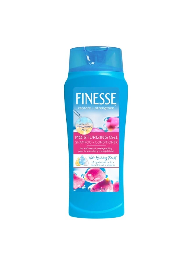 FINESSE Restore + Strengthen Moisturizing 2in1 Shampoo + Conditioner, 13 oz (Pack of 6), Moisturize & Repair Dry or Damaged Hair - Image 1