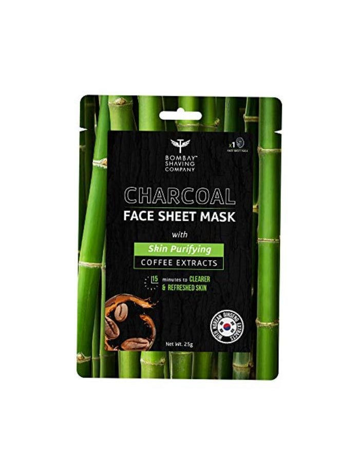 BOMBAY SHAVING COMPANY Charcoal Face Sheet Mask For Easy At-Home Skin Restoration  - Image 1