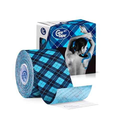 CureTape Art | Kinesiology Tape for Body Pain | Elastic Therapeutic | Waterproof Athletic | Long-Lasting Medical K (Tartan) - Image 1