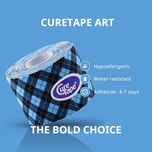 CureTape Art | Kinesiology Tape for Body Pain | Elastic Therapeutic | Waterproof Athletic | Long-Lasting Medical K (Tartan) - Image 2