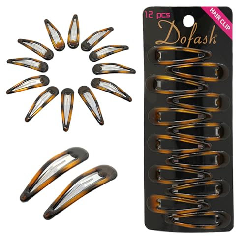 Dofash Epoxy Snap Hair Clips Metal Grips 5cm/2in Tortoise Accessories 12Pcs (Epoxy Tortie) - Image 1