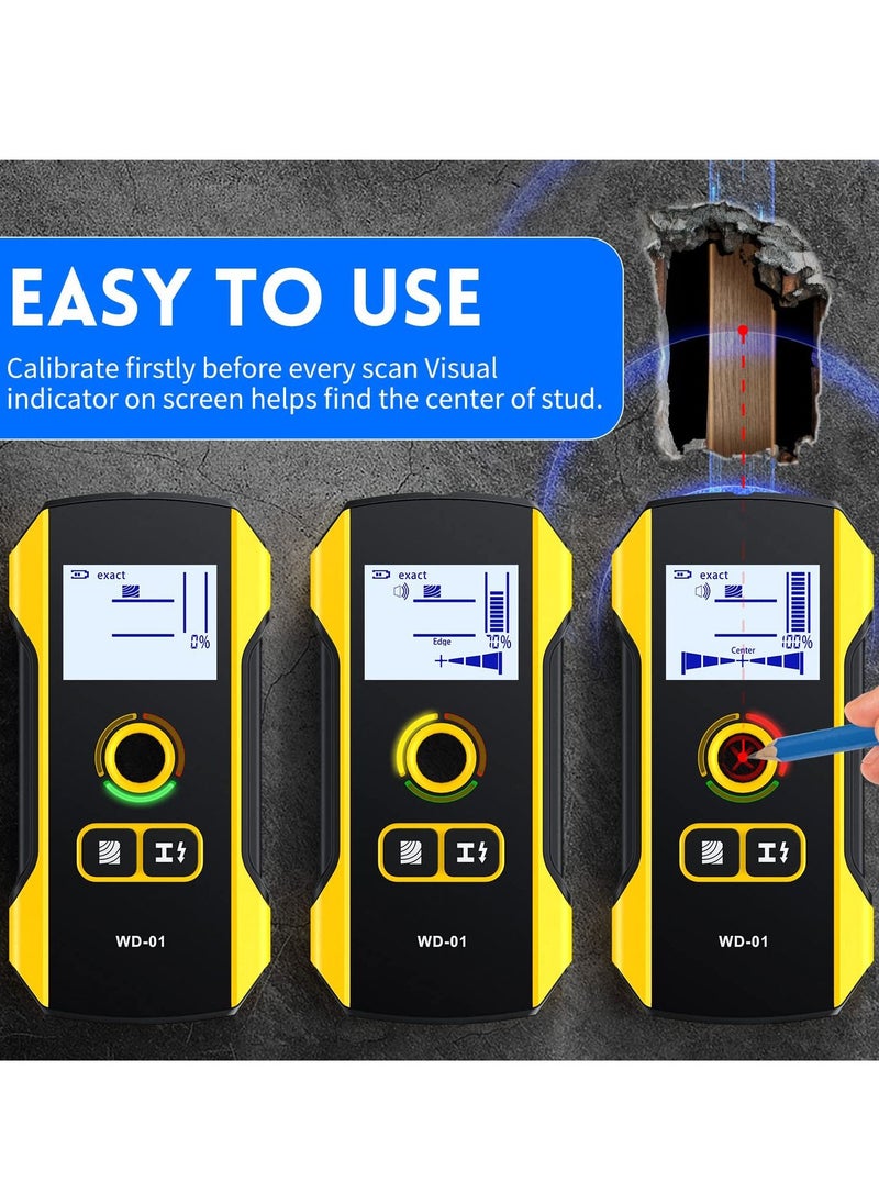 Excefore Stud Finder Wall Scanner, 6 in 1 Electronic Wall Wood Metal Stud Finder, Wall Detector with Upgraded Smart Sensor, Audio Alarm and HD LCD Display for Center and Edge of Wood, AC Wire, Metal  - Image 5