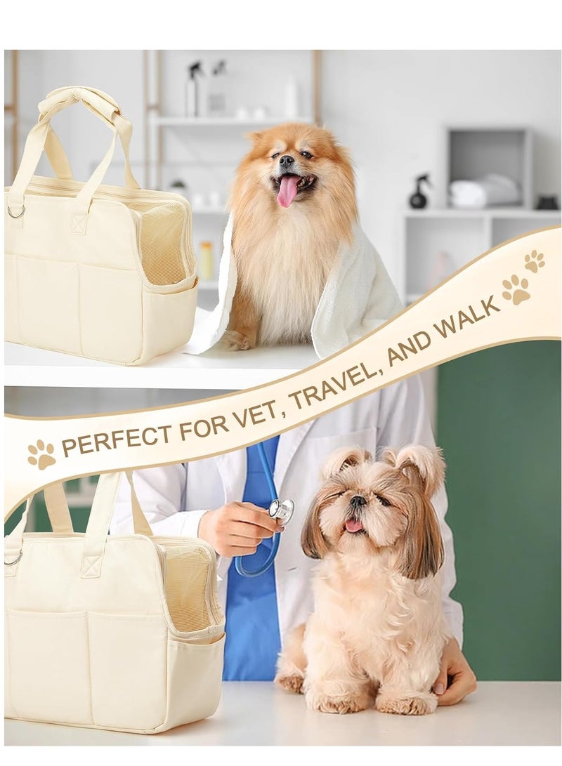 SYOSI حقيبة حمل الكلاب للحيوانات الأليفة تحمل ما يصل إلى 20 رطلاً، مصنوعة من القطن مع جوانب ناعمة، وحاملات القطط للقطط والكلاب الصغيرة، حقيبة معتمدة من شركات الطيران، لون بيج - Image 2