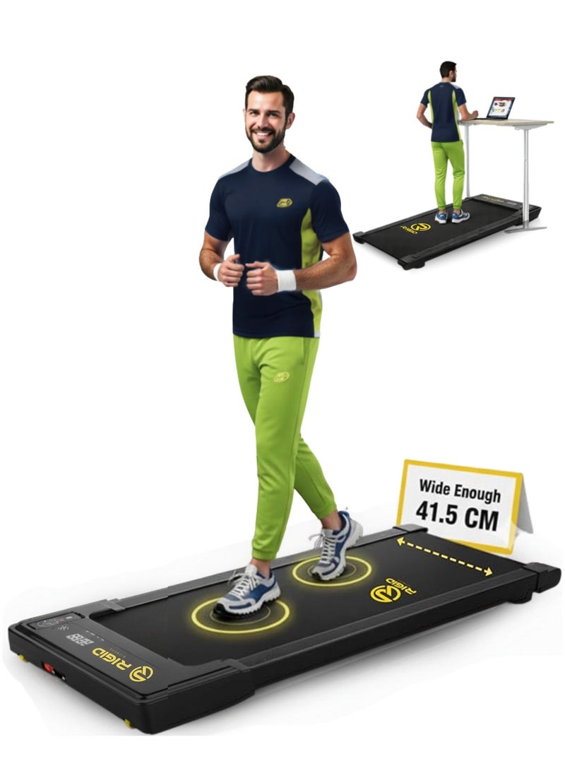 RIGID FITNESS Under Desk Walking Pad Treadmill - Quiet Motor & Portable Lightweight Machine with Bluetooth & Remote Control - for Home & Office,100kg/220lbs Capacity, Speed 6km/h (Wide Running Belt) - Image 1