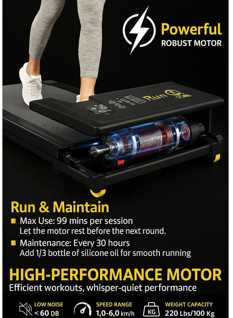 RIGID FITNESS Under Desk Walking Pad Treadmill - Quiet Motor & Portable Lightweight Machine with Bluetooth & Remote Control - for Home & Office,100kg/220lbs Capacity, Speed 6km/h (Wide Running Belt) - Image 5