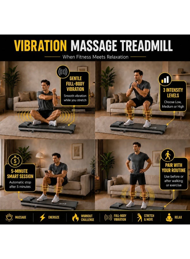 RIGID FITNESS Under Desk Treadmill with Vibration & 10% Incline, Walking Pad with Bluetooth App & Remote, Quiet Motor, 8km/h Speed, 100kg Capacity for Home & Office - Image 3