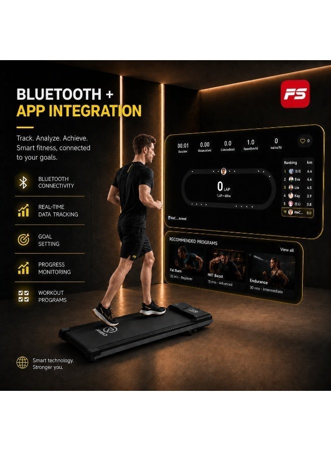 RIGID FITNESS Under Desk Treadmill with Vibration & 10% Incline, Walking Pad with Bluetooth App & Remote, Quiet Motor, 8km/h Speed, 100kg Capacity for Home & Office - Image 4